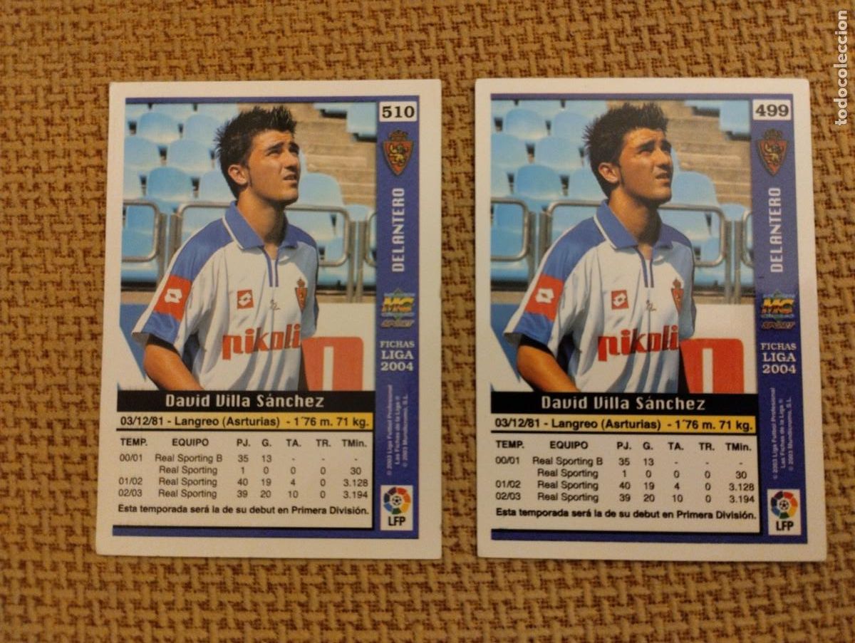 Cromos de f&uacute;tbol: Cromos David Villa error en el n&uacute;mero - Foto 1