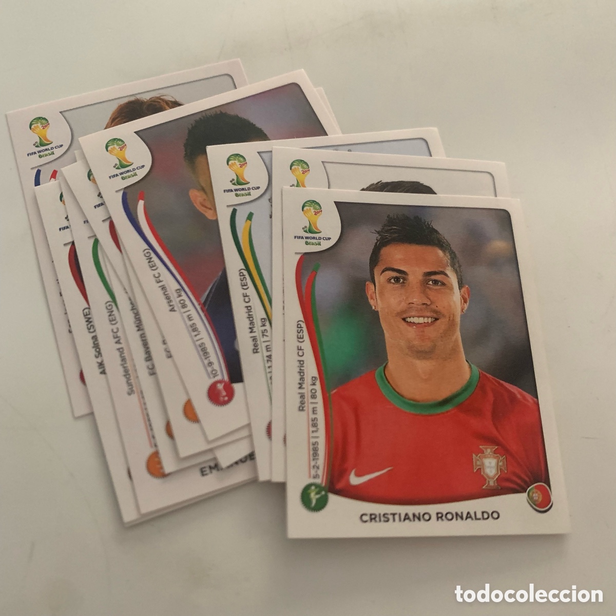 Cromos de F&uacute;tbol: 11 cromos nuevos sin repetir del &aacute;lbum fifa world cup brasil 2014 panini cristiano ronaldo 550