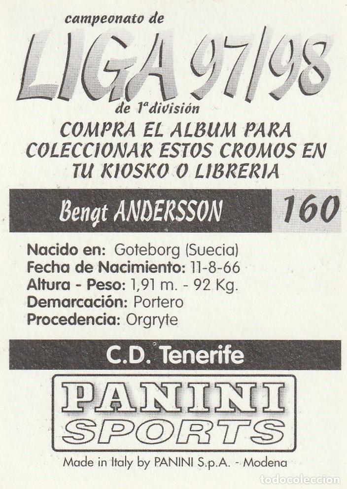 Cromos de f&uacute;tbol: PANINI 97-98. ANDERSSON. NUNCA PEGADO. - Foto 2