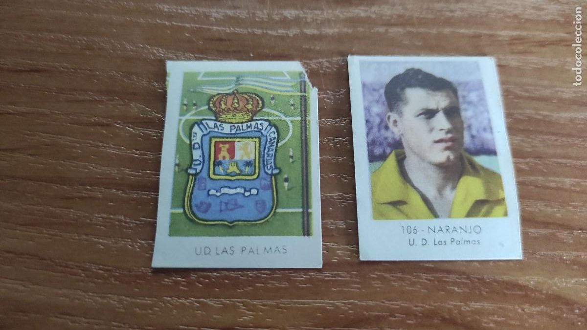 Cromos de f&uacute;tbol: RUIZ ROMERO 1958 CAMPEONATOS NACIONALES FUTBOL LAS PALMAS ESCUDO NARANJO NO PEGADO