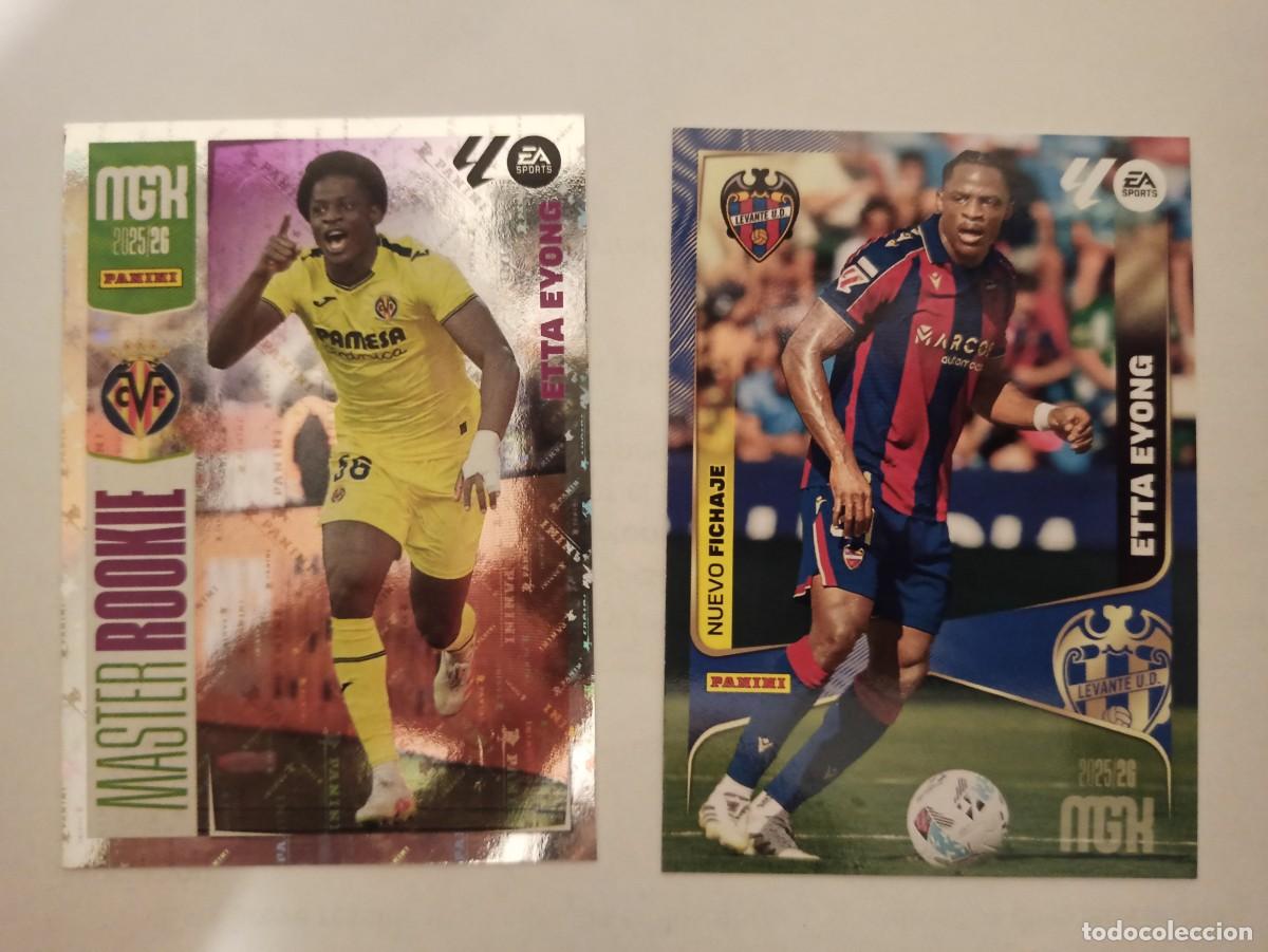 Cromos de f&uacute;tbol: LOTE 2 ROOKIE CARDS ETTA EYONG 410 VILLARREAL Y 501 LEVANTE - LIGA MEGACRACKS 2025 2026 25 26 PANINI