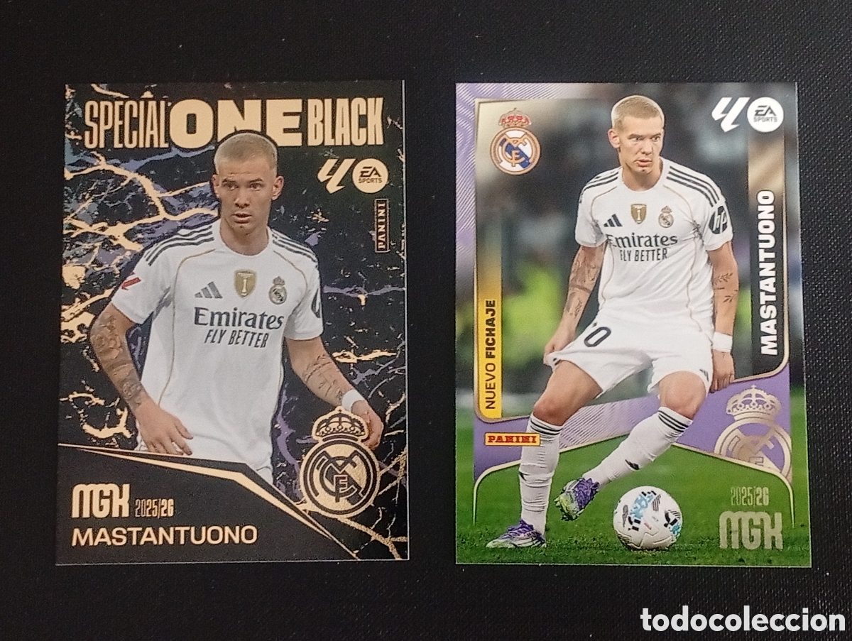 Cromos de F&uacute;tbol: LOTE rookie MASTANTUONO REAL MADRID MEGACRACKS 2025 2026 25 26 476 NUEVO FICHAJE SPECIAL ONE BLACK