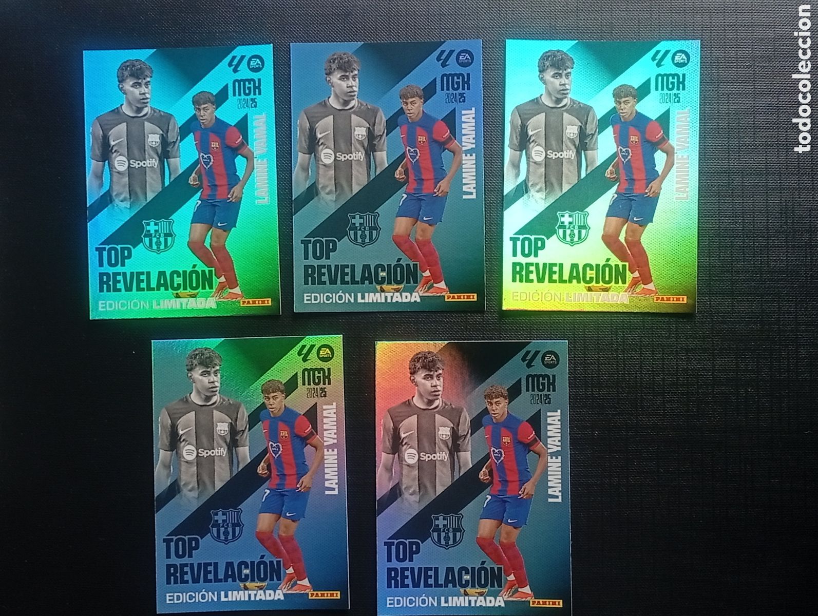 Cromos de F&uacute;tbol: LOTE 5 YAMAL BARCELONA MEGACRACKS 2024 2025 24 25 EDICI&Oacute;N LIMITADA ADRENALYN TOPPS CROMO CARD PANINI