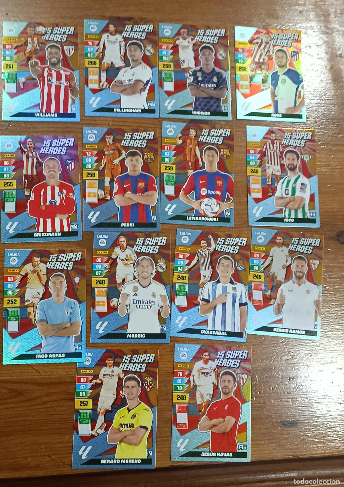 Cromos de F&uacute;tbol: LOTE 15 CROMOS PANINI ADRENALYN 15 SUPER HEROES 2023-24. 23-24