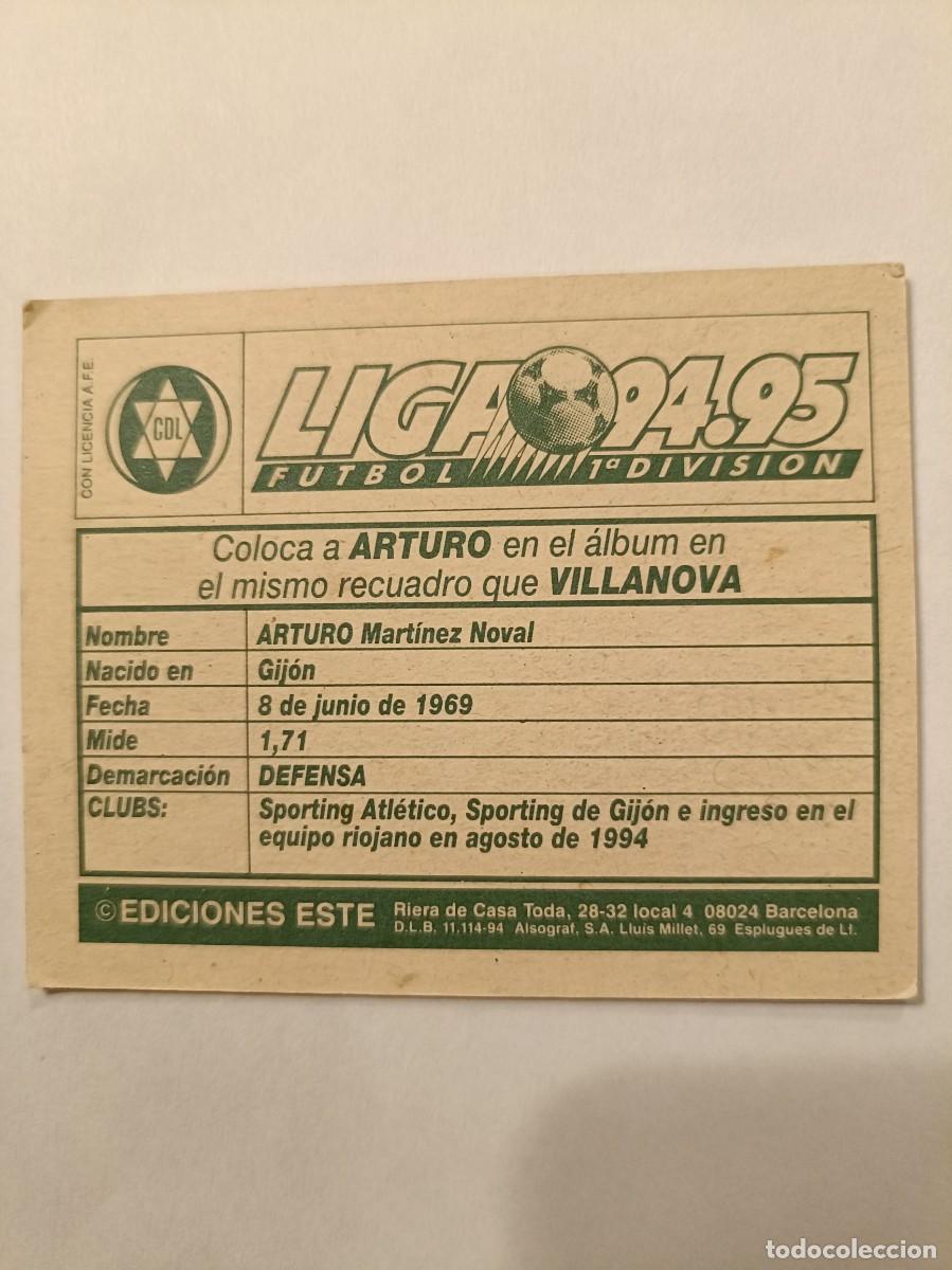 Cromos de f&uacute;tbol: ARTURO (COLOCA) C.D. LOGRO&Ntilde;&Eacute;S 94/95 ESTE - Foto 2
