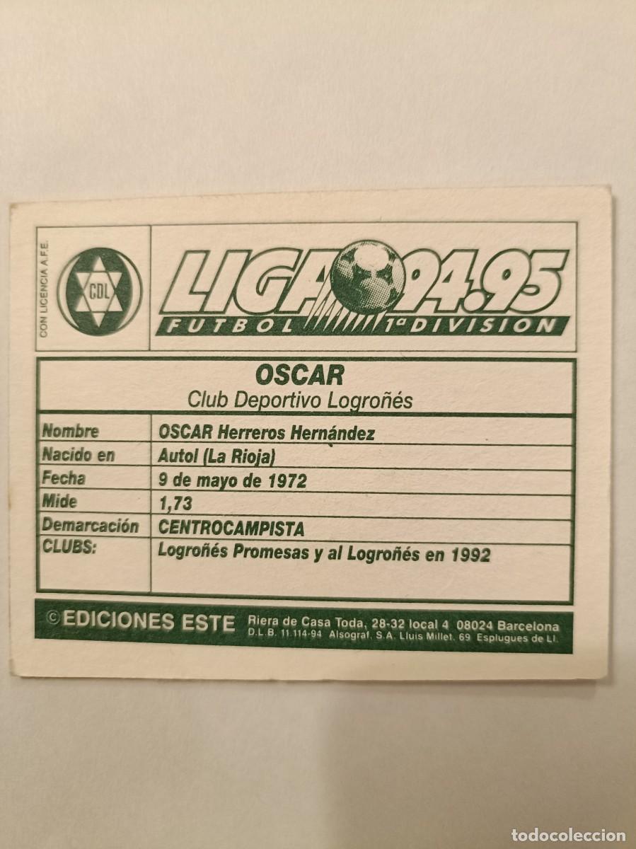 Cromos de f&uacute;tbol: OSCAR C.D. LOGRO&Ntilde;&Eacute;S 94/95 ESTE - Foto 2