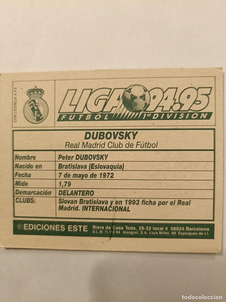 Cromos de f&uacute;tbol: DUBOVSKY REAL MADRID 94/95 ESTE - Foto 2