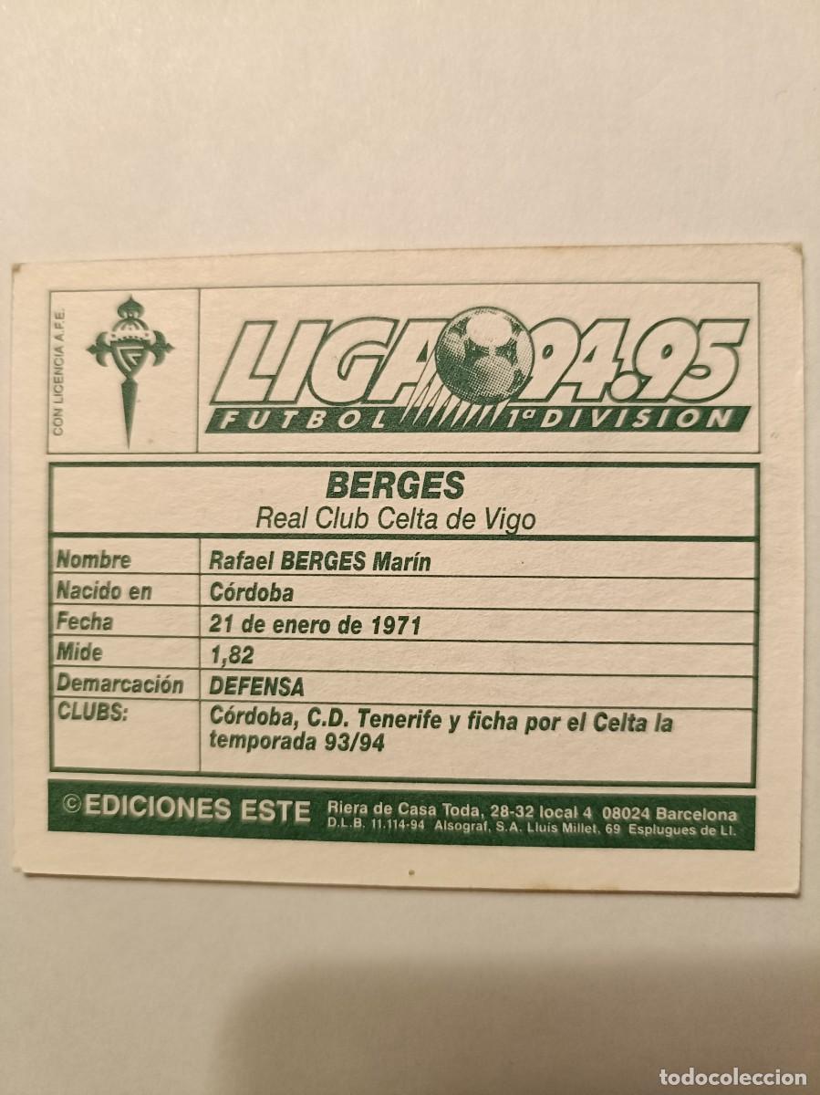 Cromos de f&uacute;tbol: BERGES CELTA DE VIGO 94/95 ESTE - Foto 2