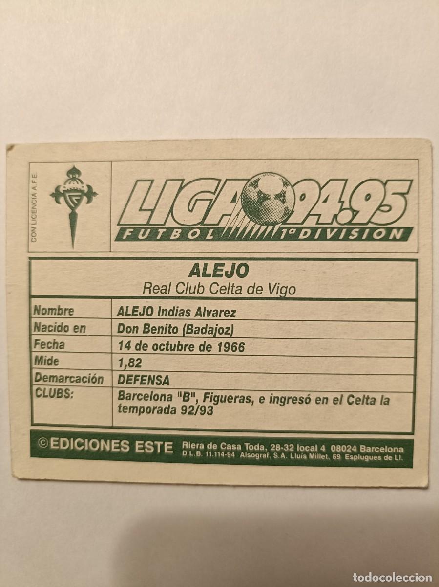 Cromos de f&uacute;tbol: ALEJO CELTA DE VIGO 94/95 ESTE - Foto 2