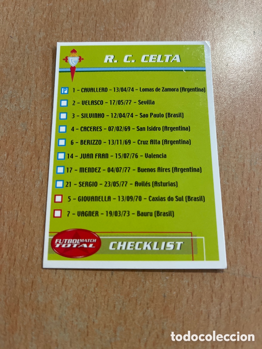Cartes &agrave; collectionner de Football: Check-list Celta de Vigo 2002 2003 FUTBOL MATCH TOTAL MAGIC BOX 02 03