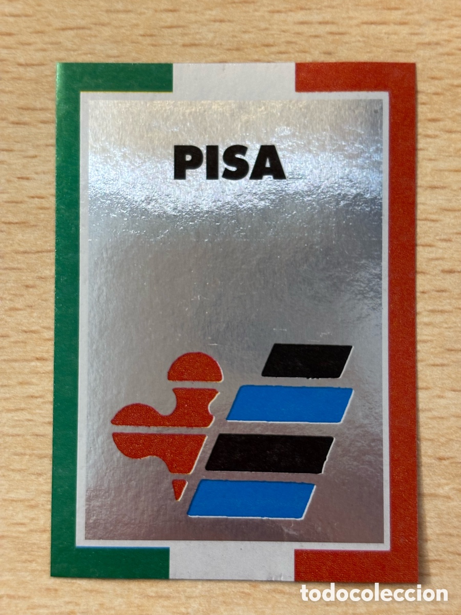 Fu&szlig;ball-Sticker: Escudo Pisa AIC Liga Italiana Futbol Calcio 1993 sin pegar
