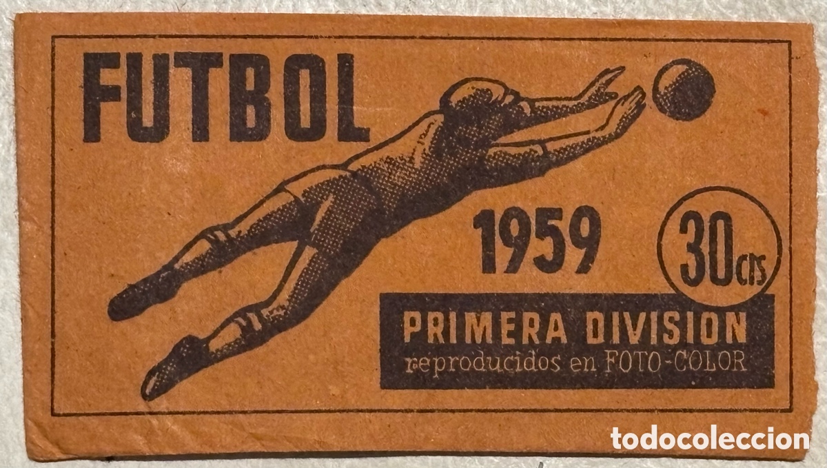 Cromos de f&uacute;tbol: Sobre abierto de f&uacute;tbol abierto 1959 Ruiz Romero.30 cts