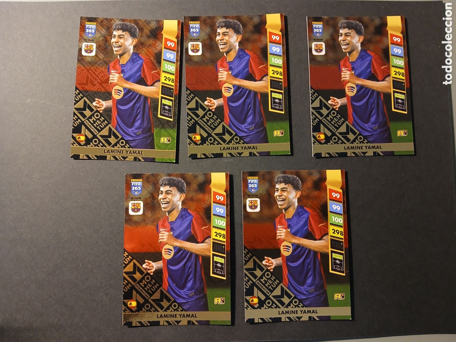 Cromos de F&uacute;tbol: LOTE X5 LAMINE YAMAL BARCELONA MOMENTUM FIFA 365 ADRENALYN XL PANINI