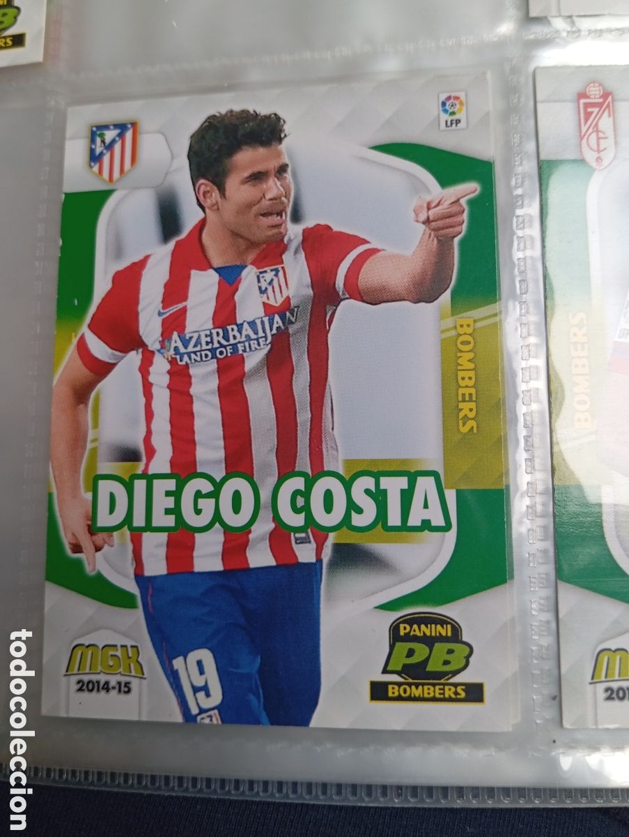 Cromos de Futebol: Diego Costa Bombers Atletico Ficha Cromo futbol Megacracks 2014-2015 Liga BBVA MGK 14-15 Panini