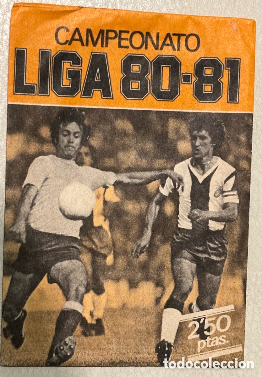 Football Stickers: Sobre cromos f&uacute;tbol ediciones este liga 80-81. Abierto color naranja