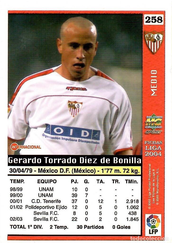 Figurine di Calcio: Torrado, n&ordm; 258 (BAJA): Cromo de futbol Las Fichas de la Liga 2004, Mundi Cromo