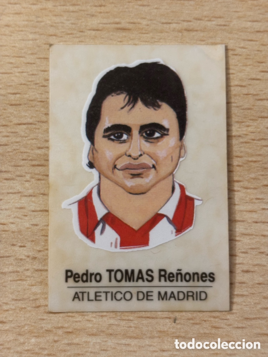 Cromos de f&uacute;tbol: # 23 Tom&aacute;s Atl&eacute;tico de Madrid Caricaturas de futbolistas Bollycao 1990-91 sin pegar
