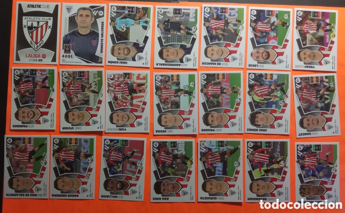 Figurine di Calcio: LOTE 21 CROMOS ATHLETIC PLANTILLA COMPLETA PRIMERA EDICI&Oacute;N LIGA ESTE 24-25