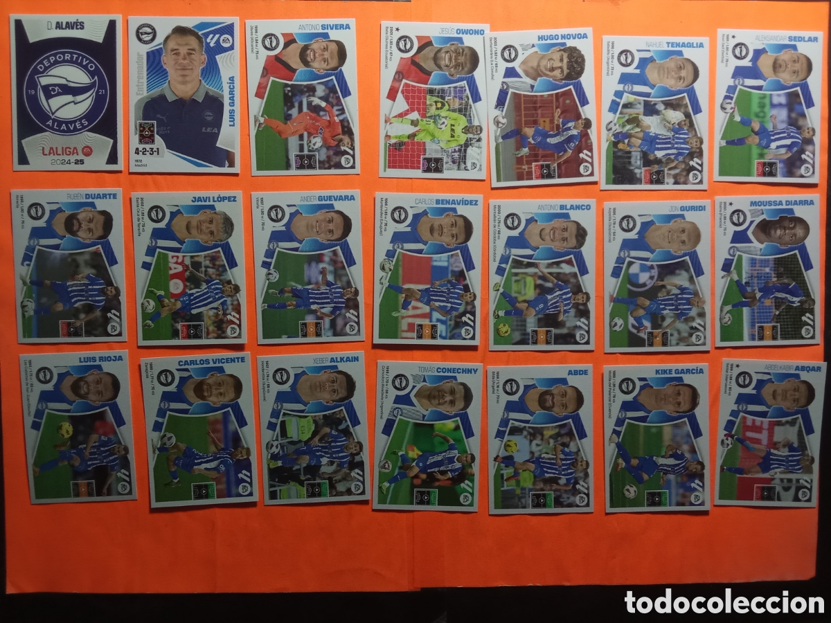 Cromos de f&uacute;tbol: LOTE 20 CROMOS PLANTILLA COMPLETA ALAVES PRIMERA Y SEGUNDA EDICI&Oacute;N LIGA ESTE 24-25