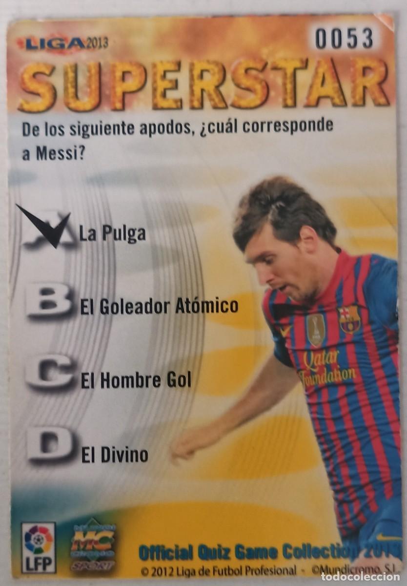 Cromos de f&uacute;tbol: Messi. Cromo Liga 2013. - Foto 2