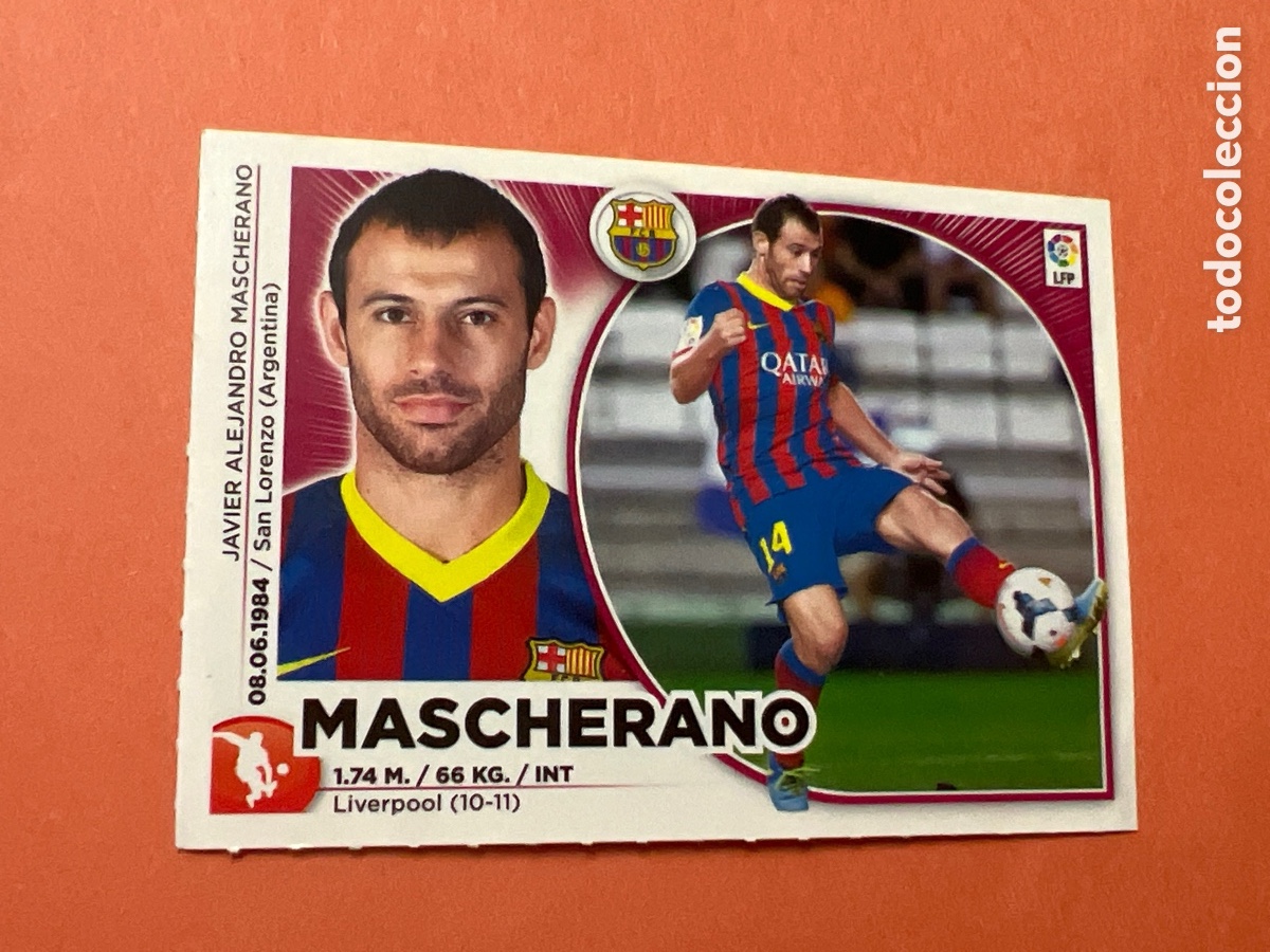 Football Stickers: C3567. MASCHERANO BARCELONA N&ordm; 6 LIGA ESTE 2014 2015 PANINI 14 15