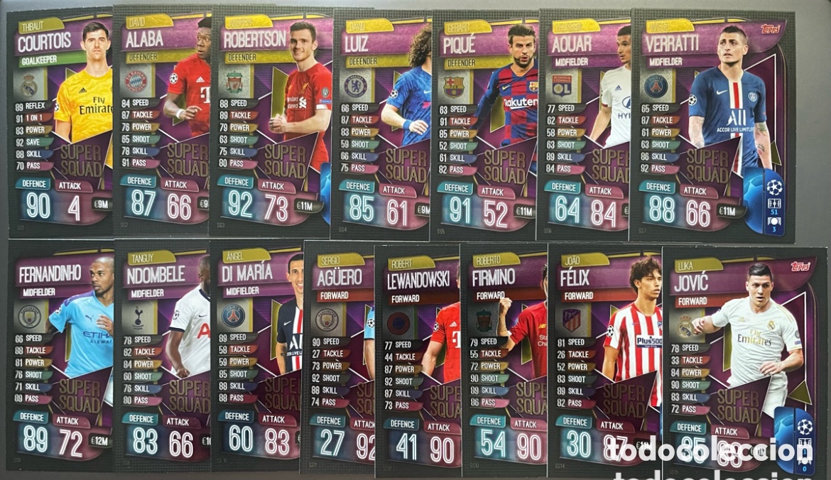 Cromos de F&uacute;tbol: Lote 15 cards Super Squad Match Attax 2019-20 Topps UCL