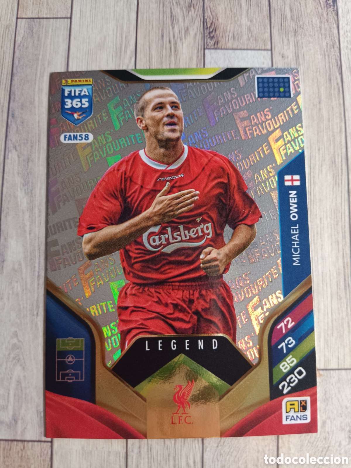 Cartes &agrave; collectionner de Football: FAN58 MICHAEL OWEN LIVERPOOL LEGEND FAN 58 ADRENALYN XL FIFA 365 PANINI 2026