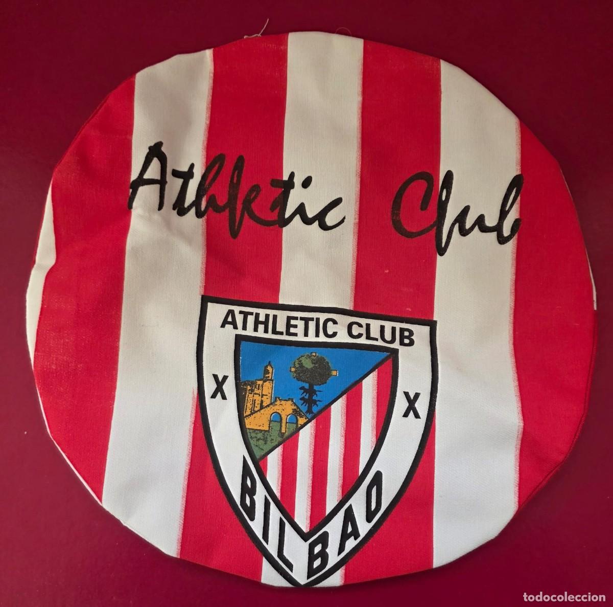 Cromos de f&uacute;tbol: Gorra de aficionado del Athletic Club rayas rojiblancas con escudo &ndash; estilo beret / boina deportiva