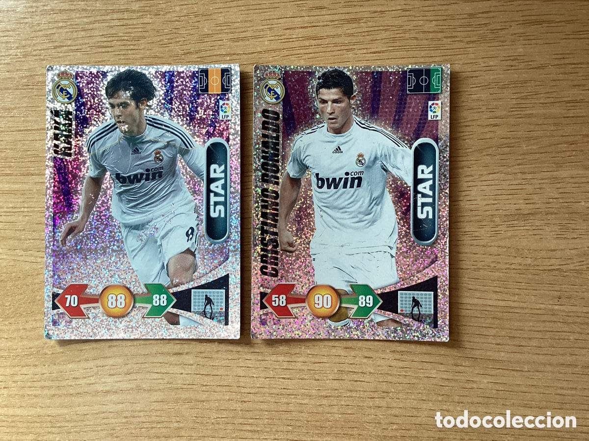 Cromos de F&uacute;tbol: Lote cromos Cristiano Ronaldo Star y Kak&aacute; Star. Real Madrid. Temporada 2009-2010.