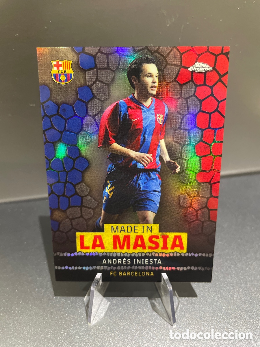 Cromos de f&uacute;tbol: Iniesta LA-4 Made in la Masia Topps Chrome FC Barcelona 2022-23 2022 2023 M&eacute;s que un Club