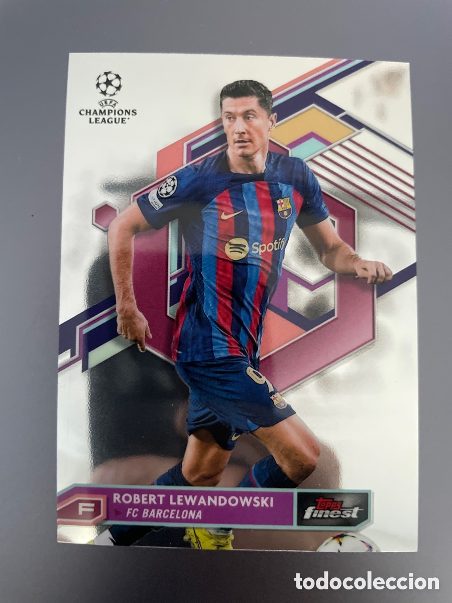 Cartes &agrave; collectionner de Football: Lewandowski 100 Topps Finest UCL 2022-23 FC Barcelona