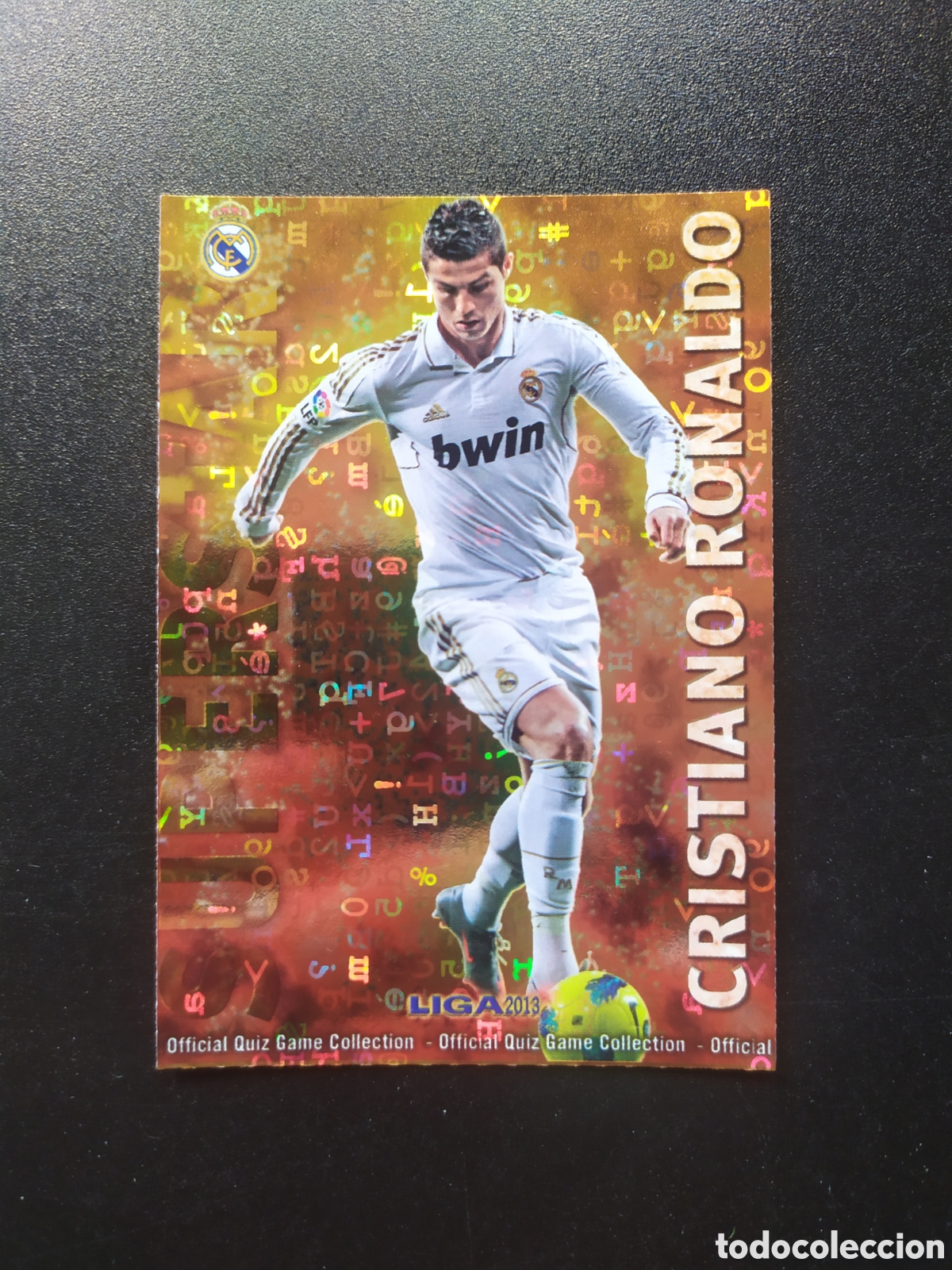 Cromos de Futebol: Mundicromo fichas Liga 2012 2013 12 13 Cristiano Ronaldo superstar brillo letras n&deg; 27 Real Madrid