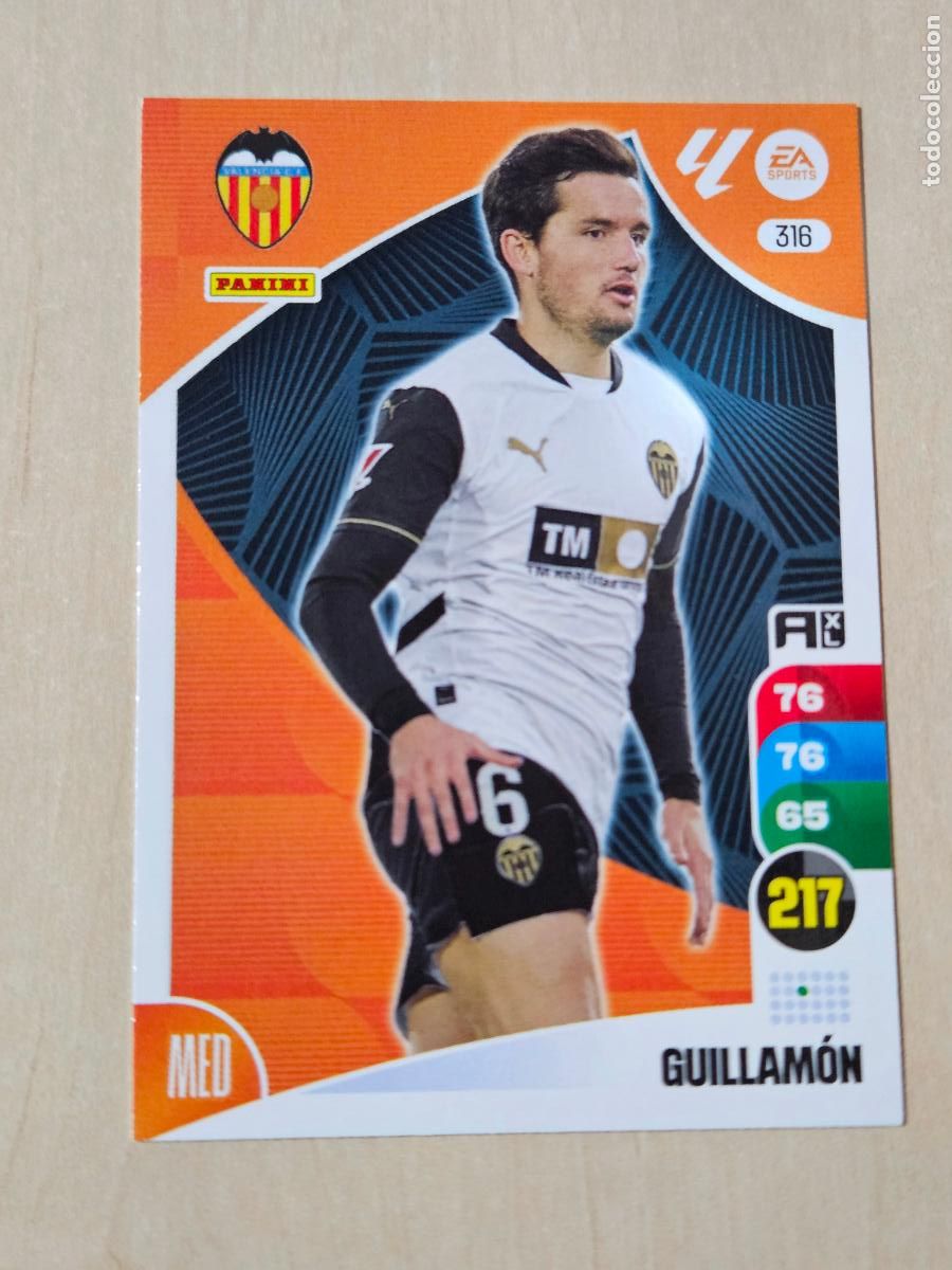 Cromos de f&uacute;tbol: FICHA N&ordm; 316 GUILLAMON - ADRENALYN 24 25 - PANINI 2024 - 25 - CROMO - VALENCIA