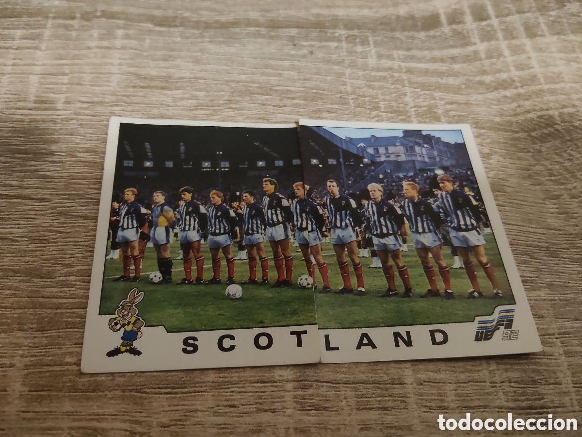 Football Stickers: Panini euro 92 139 y 140 alineaci&oacute;n Escocia