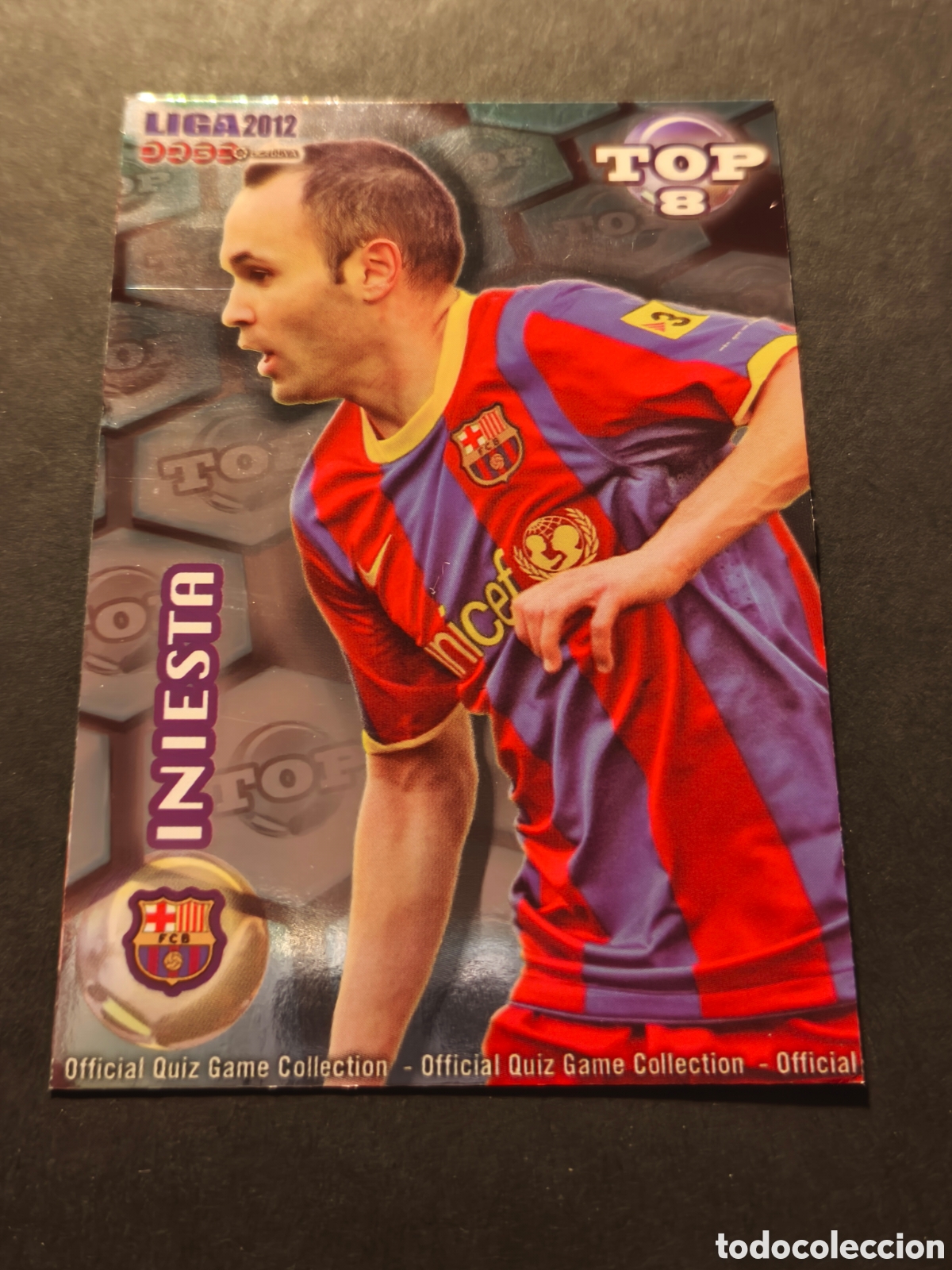 Football Stickers: 604 INIESTA FC BARCELONA MUNDICROMO FICHAS LIGA 2012TOP 8 VERSION FONDO AZUL