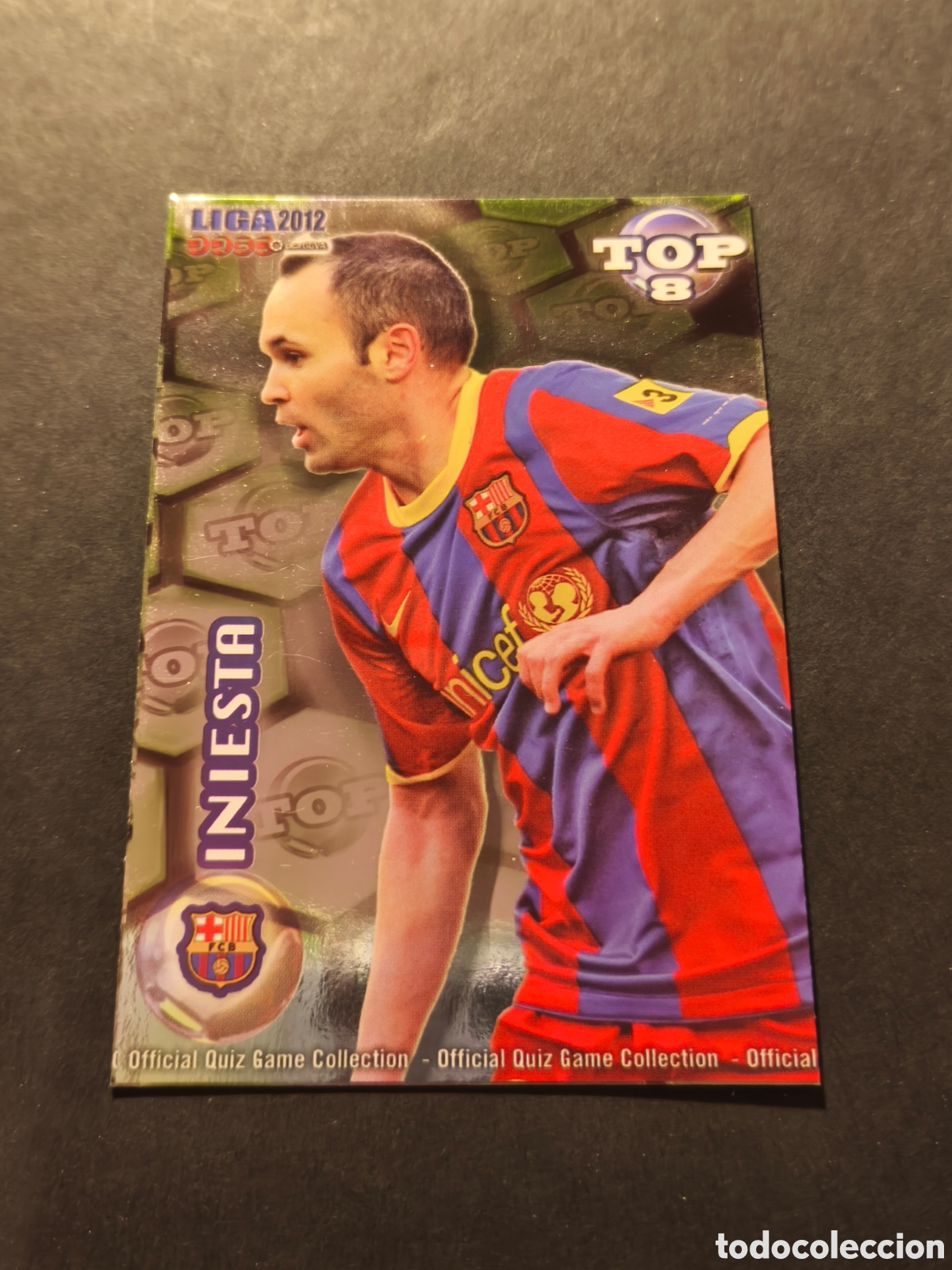 Football Stickers: 604 INIESTA FC BARCELONA MUNDICROMO FICHAS LIGA 2012TOP 8 VERSION FONDO VERDE