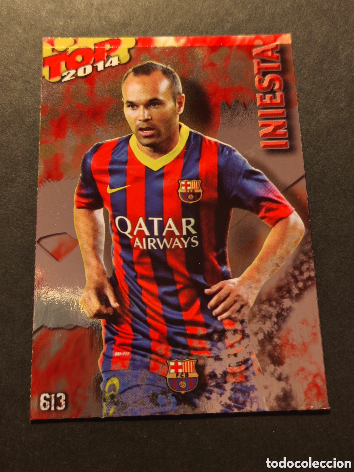 Cartes &agrave; collectionner de Football: 613 INIESTA FC BARCELONA MUNDICROMO FICHAS LIGA 2014 TOP2014 FONDO ROJO