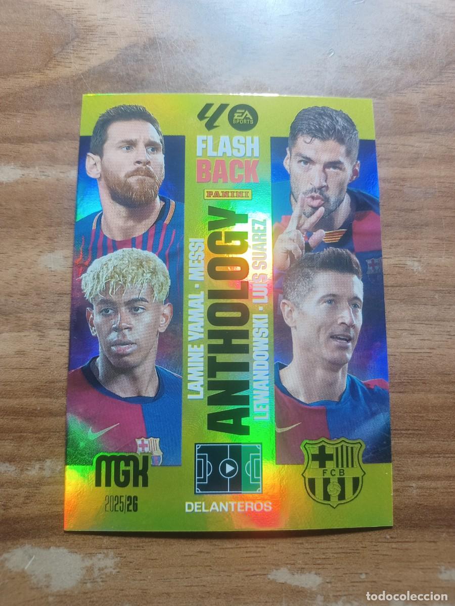 Cromos de F&uacute;tbol: CARD MEGACRACKS TEMPORADA 25/26: FLASHBACK ANTHOLOGY YAMAL/MESSI-LEWANDOWSKI/SU&Aacute;REZ, N&deg; 438