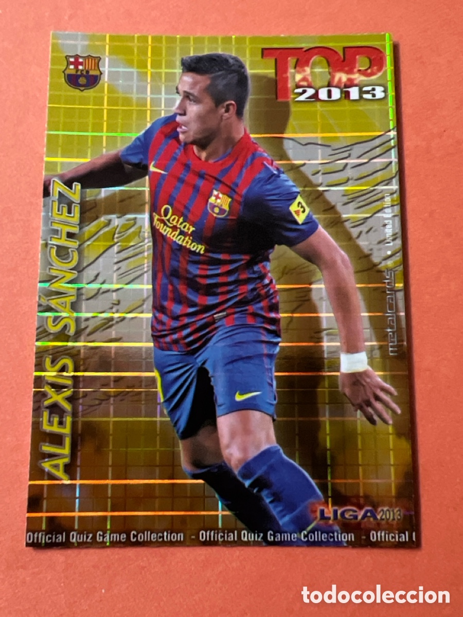 Cromos de f&uacute;tbol: C8123. CROMO 623 ALEXIS S&Aacute;NCHEZ FC BARCELONA TOP DORADO RAYAS QUIZ GAME MUNDICROMO 2012 2013