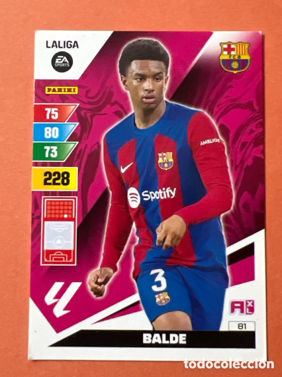 Figurine di Calcio: E1585. 81 BALDE BARCELONA BAR&Ccedil;A ADRENALYN 2023 2024 23 24