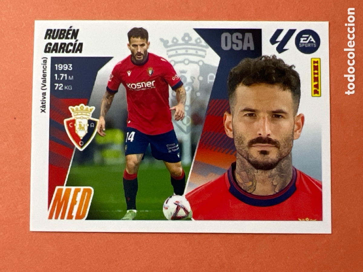 Figurine di Calcio: C333. Rub&eacute;n Garc&iacute;a n&uacute;mero 14 del Osasuna cromo liga este 25-26 2025-2026