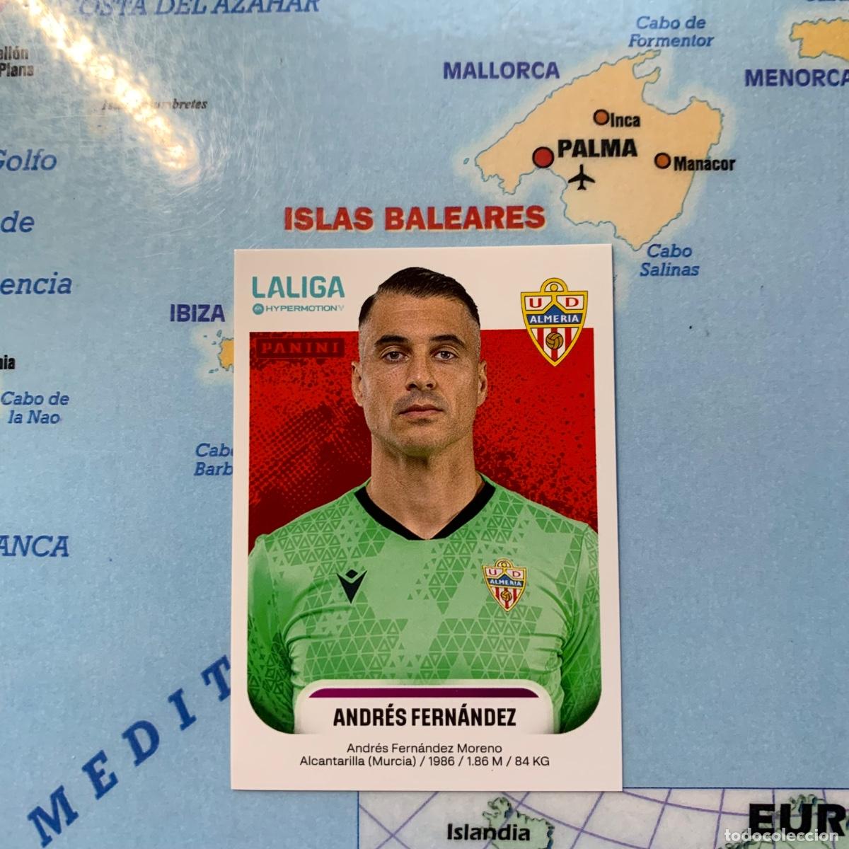 Cromos de f&uacute;tbol: Andr&eacute;s Fern&aacute;ndez n&uacute;mero 23 de Almer&iacute;a cromo liga Hypermotion 25-26 2025-2026