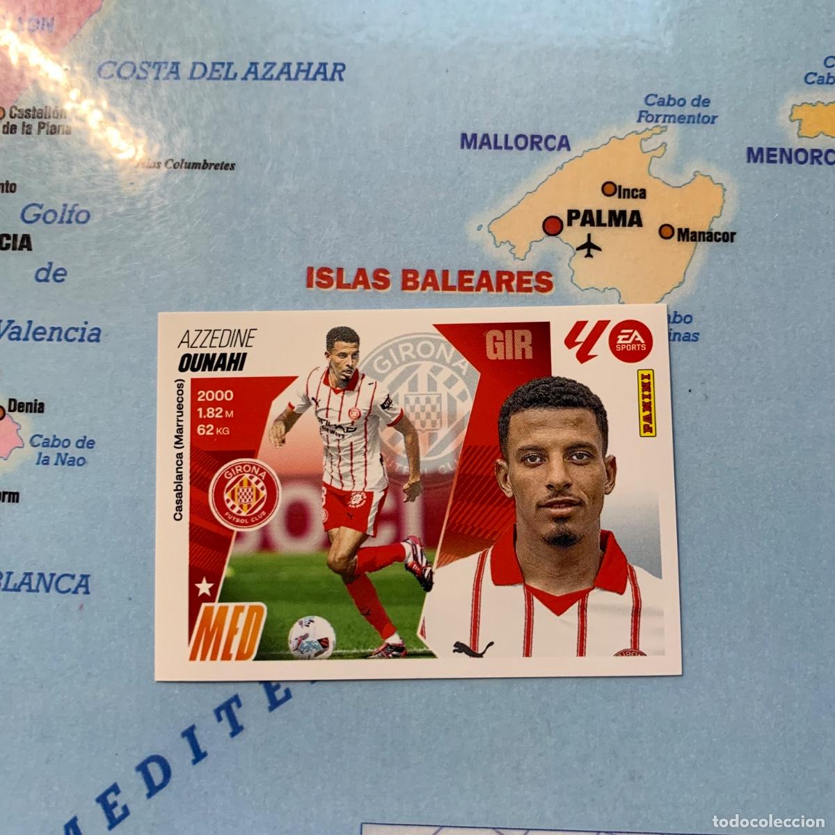Cromos de f&uacute;tbol: Ounahi coloca n&uacute;mero 14 Bis del Girona cromo liga este 25-26 2025-2026