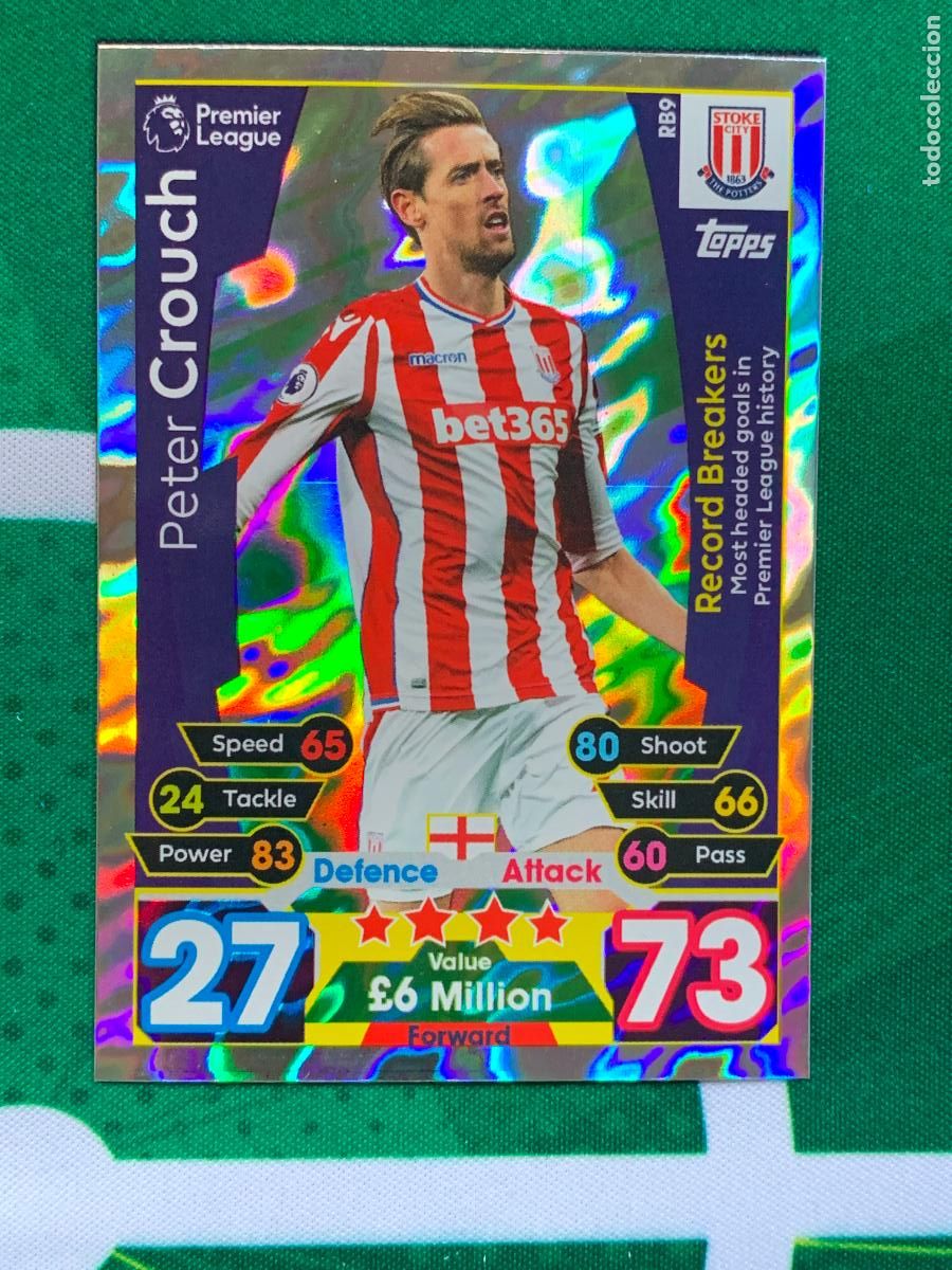Fu&szlig;ball-Sticker: RB9 Peter Crouch Stoke City Record Breakers Match Attax Extra Topps Premier League 2017 2018 17 18