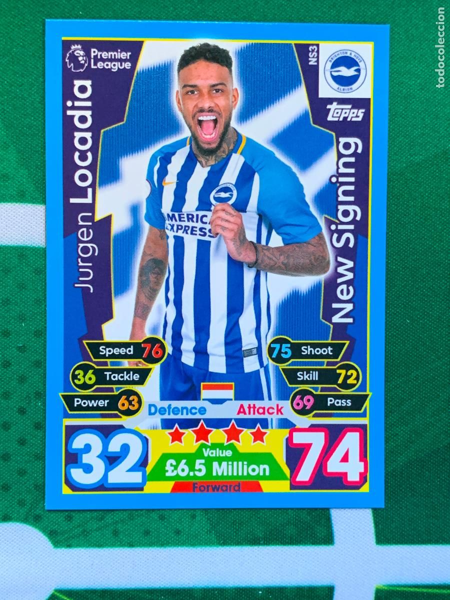 Fu&szlig;ball-Sticker: NS3 Jurgen Locadia Brighton & Hove Albion New Signing Match Attax Extra Topps Premier League 2017 20