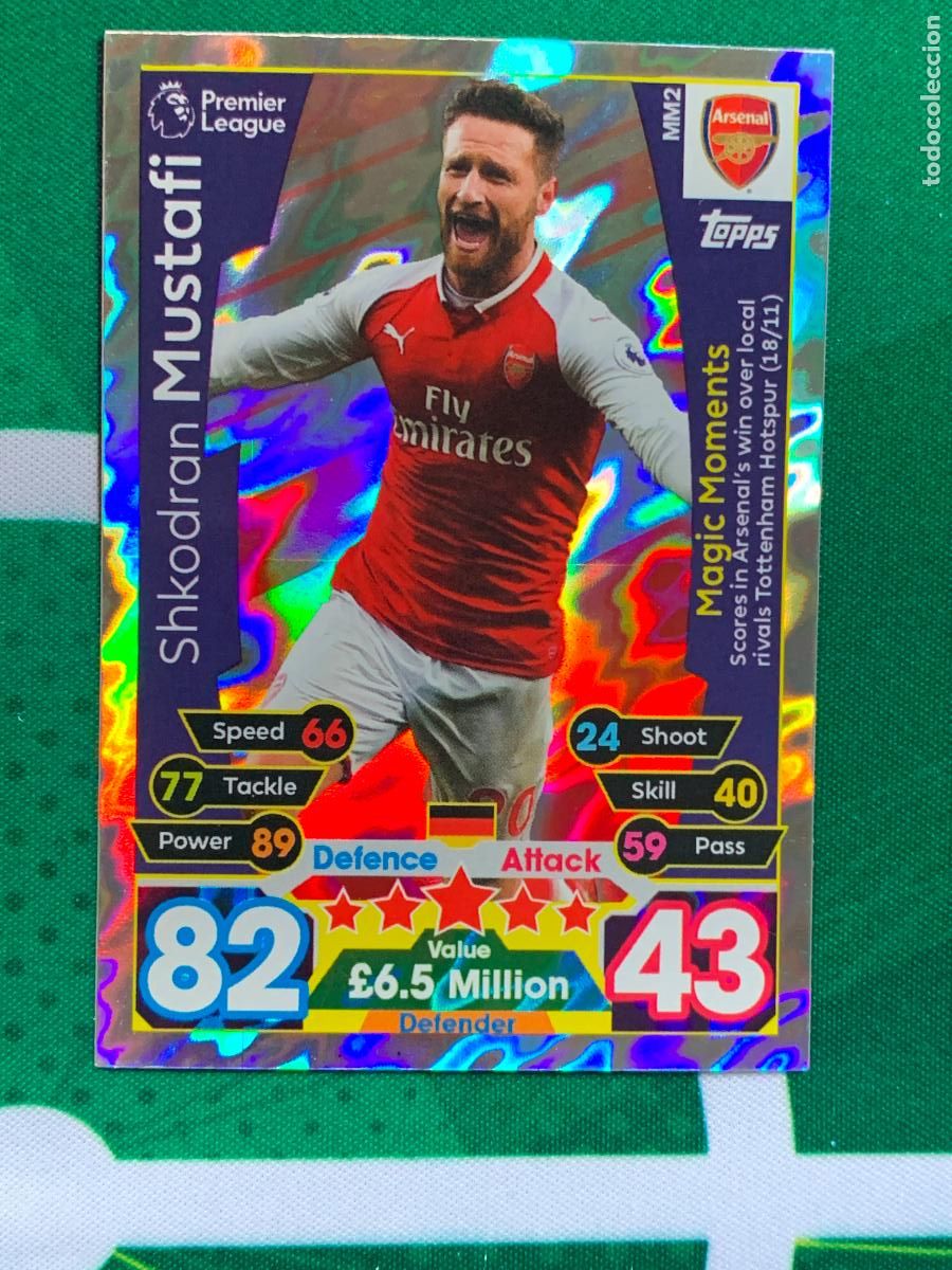 Fu&szlig;ball-Sticker: MM2 Shkodran Mustafi Arsenal Magic Moments Match Attax Extra Topps Premier League 2017 2018 17 18