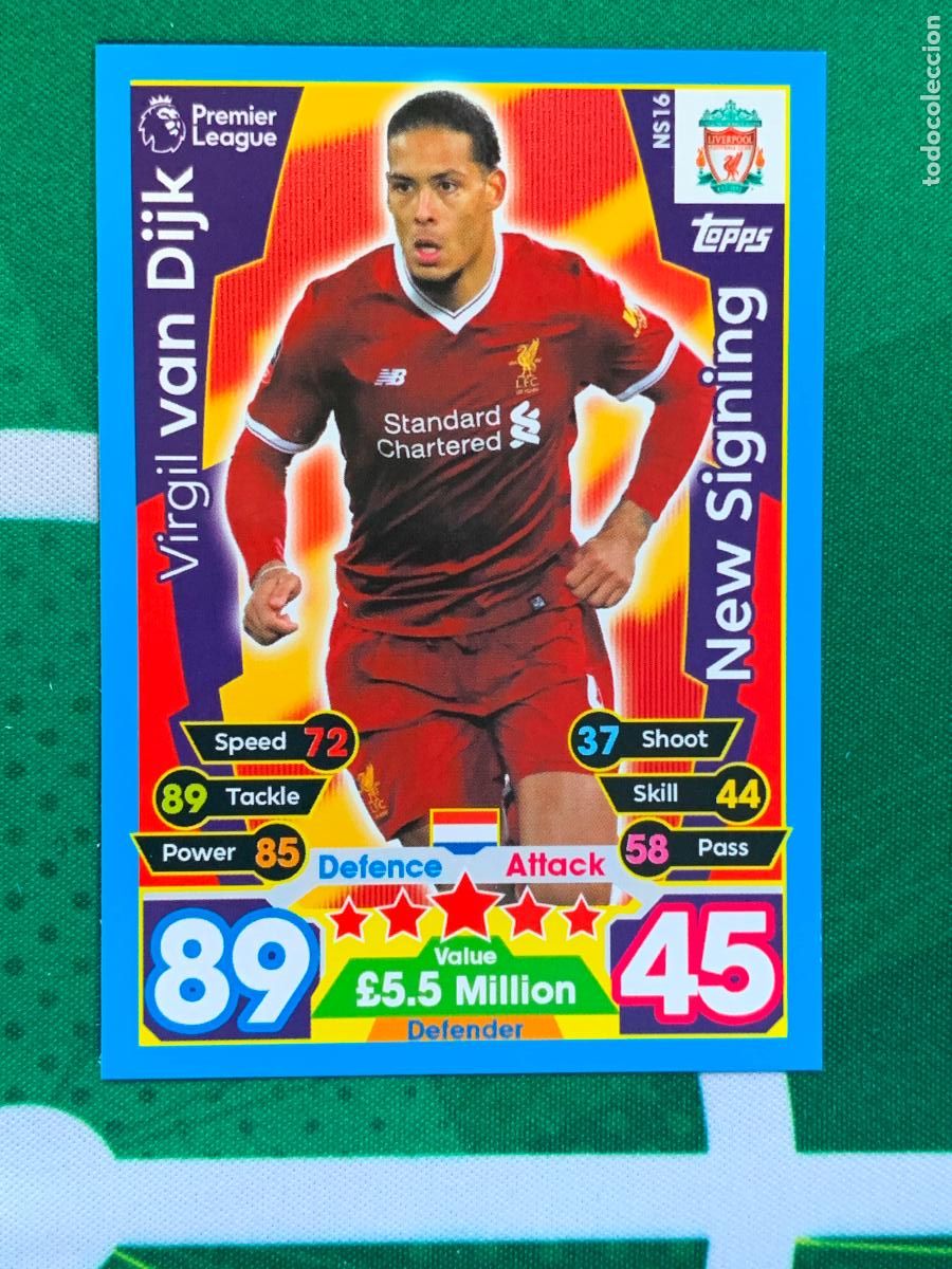 Fu&szlig;ball-Sticker: NS16 Virgil van Dijk Liverpool New Signing Match Attax Extra Topps Premier League 2017 2018 17 18