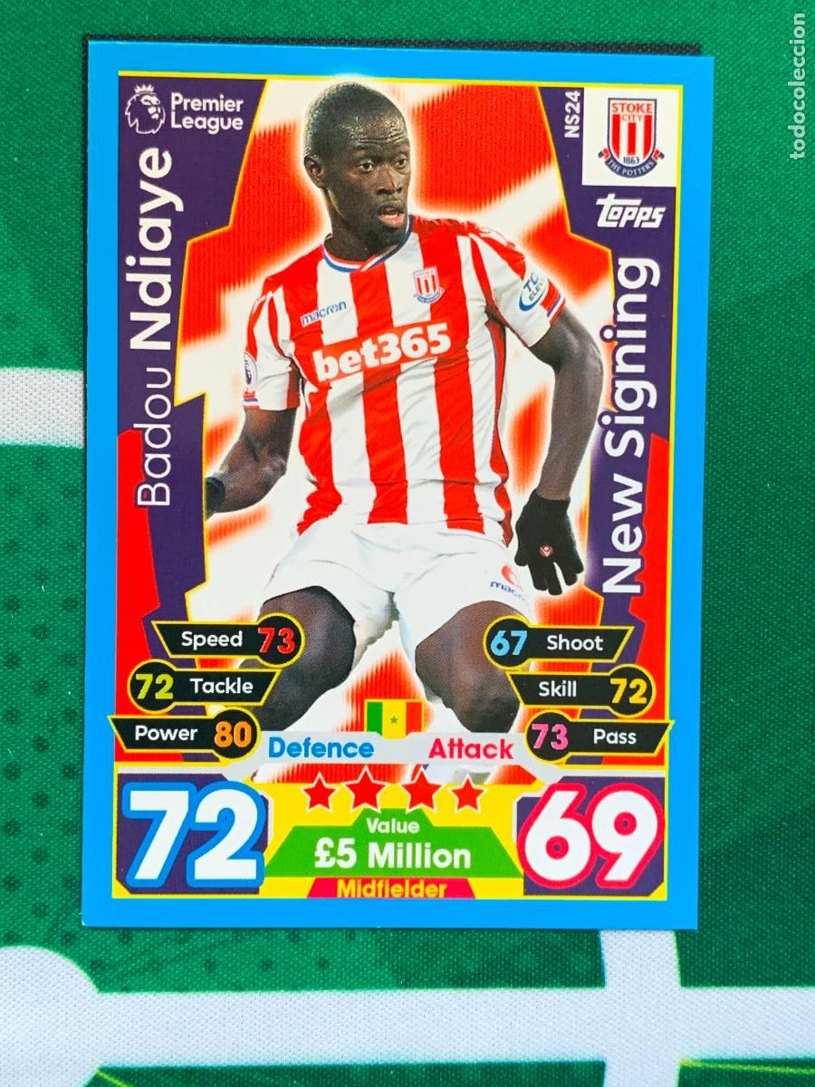 Fu&szlig;ball-Sticker: NS24 Badou Ndiaye Stoke City New Signing Match Attax Extra Topps Premier League 2017 2018 17 18