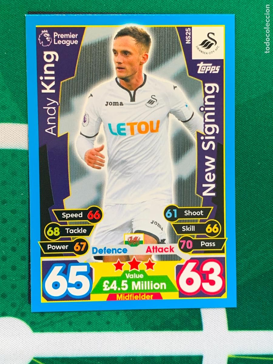 Fu&szlig;ball-Sticker: NS25 Andy King Swansea City New Signing Match Attax Extra Topps Premier League 2017 2018 17 18