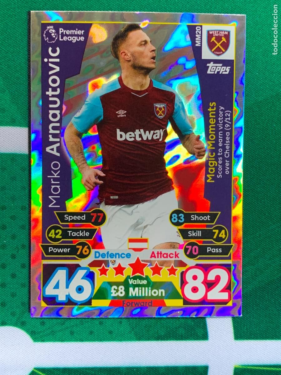 Fu&szlig;ball-Sticker: MM20 Marko Arnautovic West Ham United Magic Moments Match Attax Extra Topps Premier League 2017 2018